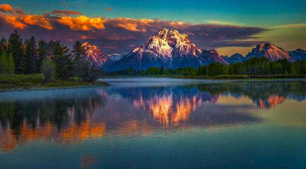 mountains, sky, reflection Wallpaper
