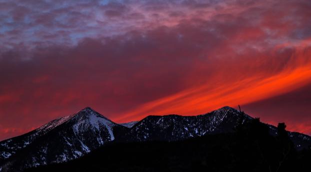 Mountains Sky Sunset Snow Wallpaper 2560x1080 Resolution