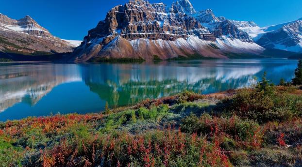 mountains, snow, grass Wallpaper 2560x1700 Resolution