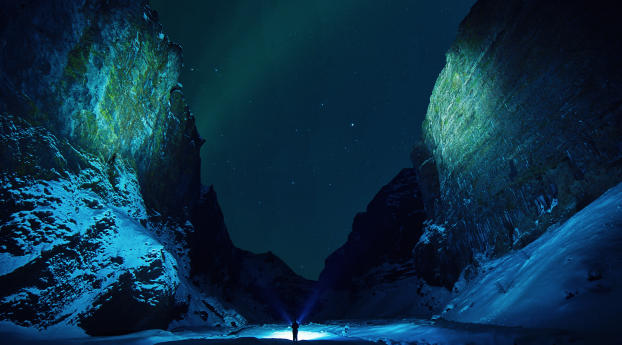 mountains, starry sky, snow Wallpaper 640x1136 Resolution