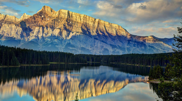 mountains, trees, reflection Wallpaper 640x1136 Resolution