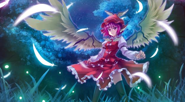 mystia lorelei, girl, wings Wallpaper 640x1136 Resolution