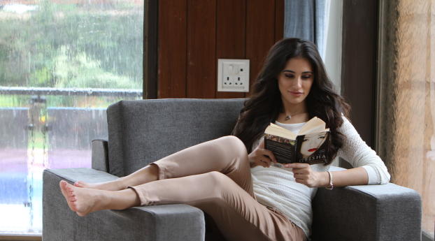 Nargis Fakhri reading Book wallpaper Wallpaper 1600x600 Resolution