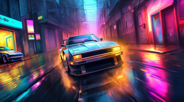 Need for Speed Neon AI Art Wallpaper 1600x900 Resolution