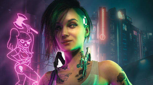 Neon Cyberpunk 2077 HD Wallpaper 640x1136 Resolution