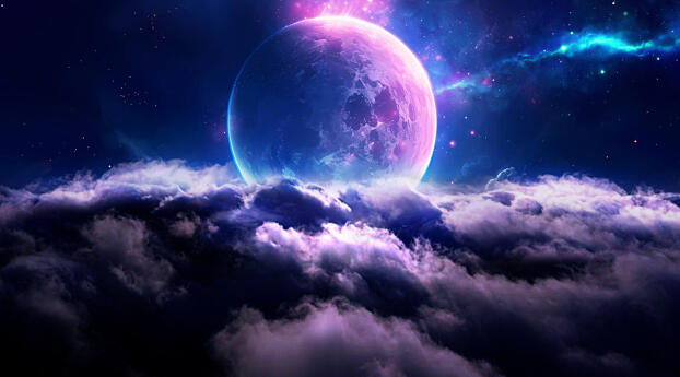 Neon Sea of Clouds HD Planet Wallpaper 360x480 Resolution