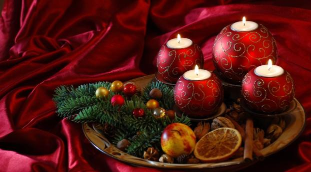 new year, christmas, candles Wallpaper