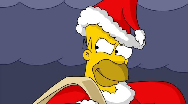 new year, christmas, homere simpson Wallpaper 1200x350 Resolution