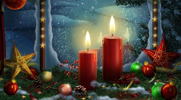 new year, holiday candles, postcards Wallpaper