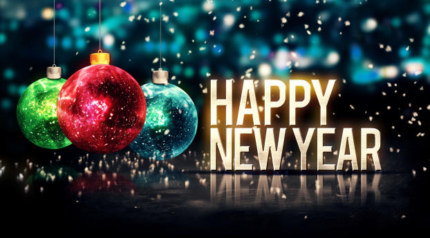 New Year with Decoration Background Wallpaper 3840x216 Resolution