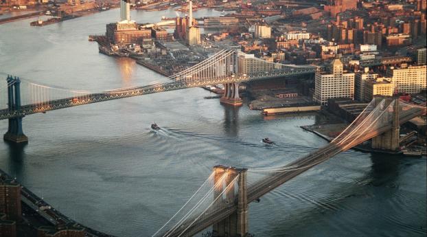 new york, bridge, view from above Wallpaper 1280x720 Resolution