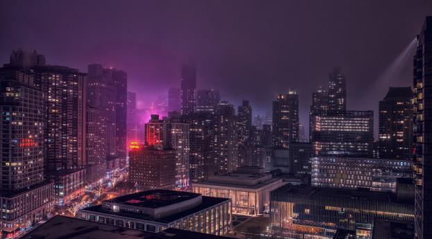 new york, buildings, night Wallpaper 2560x1024 Resolution
