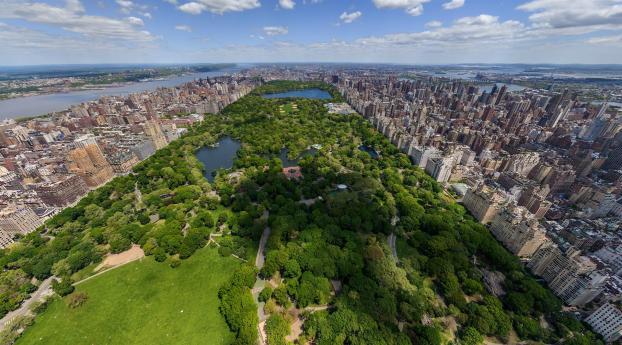 new york, central park, top view Wallpaper 1336x768 Resolution