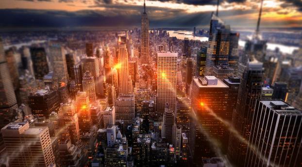 new york, city, glow Wallpaper 2560x1080 Resolution
