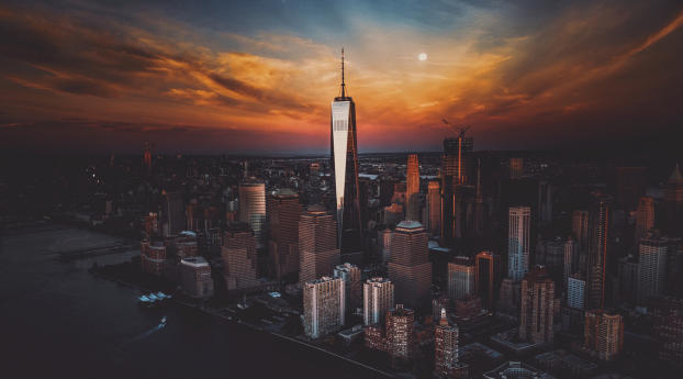 New York City Skyscraper Buildings at Sunset Wallpaper 828x1792 Resolution