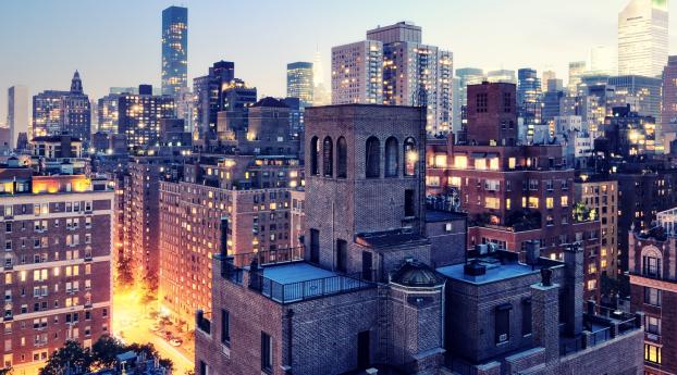 new york, dusk, lights Wallpaper 640x960 Resolution