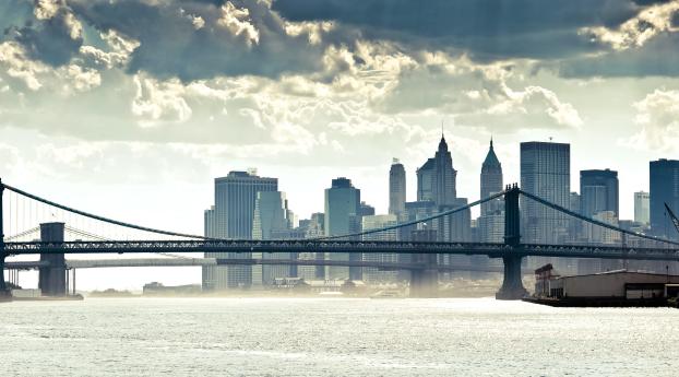 new york, manhattan, panorama Wallpaper 3840x1600 Resolution