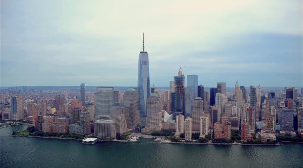 new york, manhattan, skyline Wallpaper 2048x2048 Resolution