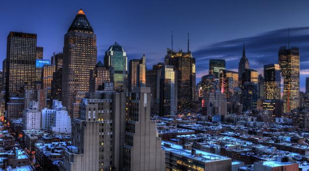 new york, night, skyscrapers Wallpaper 640x960 Resolution