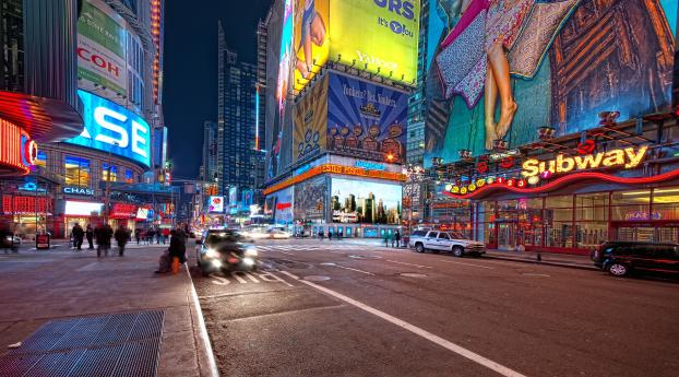 new york, night, street Wallpaper 1920x1080 Resolution