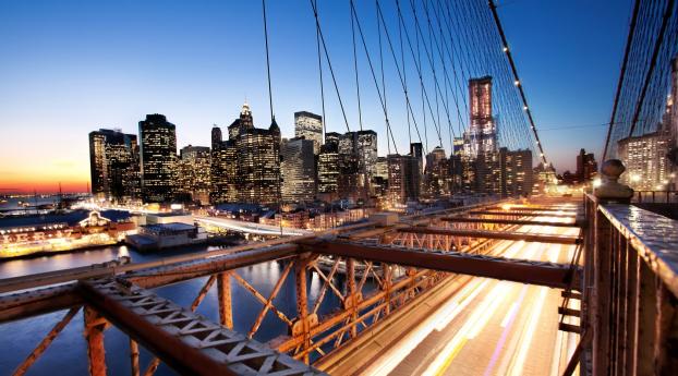 new york, sunset, bridge Wallpaper 2560x1700 Resolution