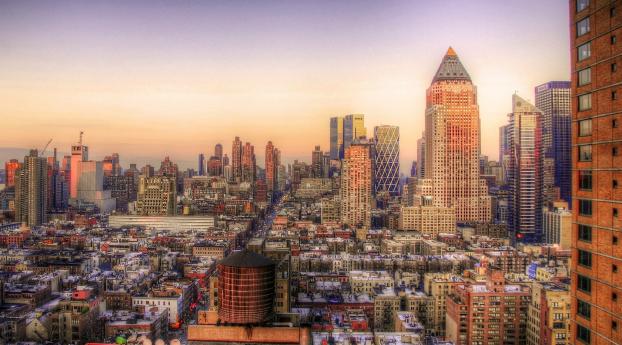 new york, sunset, buildings Wallpaper 1125x2436 Resolution