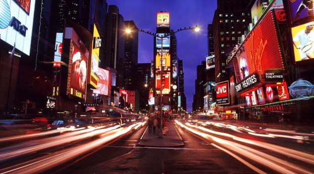 new york, times square, night city Wallpaper 1024x600 Resolution
