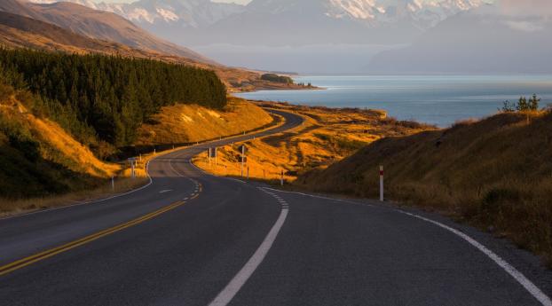 New Zealand Landscape Road Wallpaper 1440x3160 Resolution