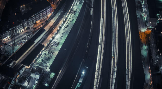 night city, route, markings Wallpaper 1336x768 Resolution