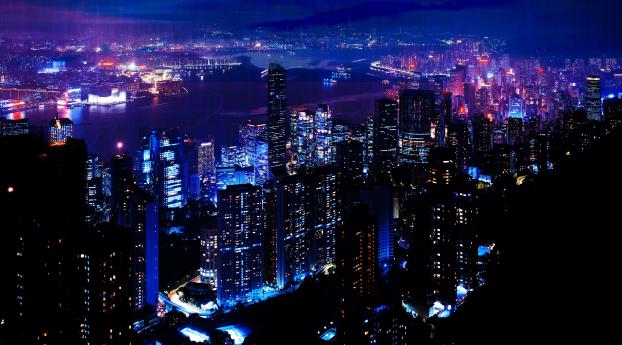 night, city, sky Wallpaper 320x240 Resolution