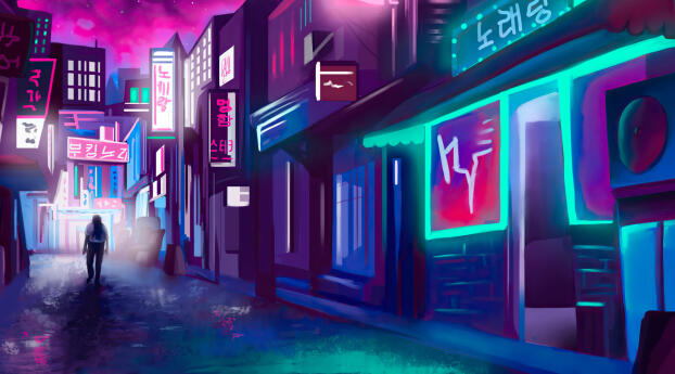 Night in Neon City Wallpaper 1200x2040 Resolution
