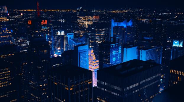 Nightscapes, Skyscrapers USA NYC Wallpaper 1336x768 Resolution