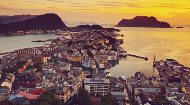 norway, view, city Wallpaper 1336x768 Resolution