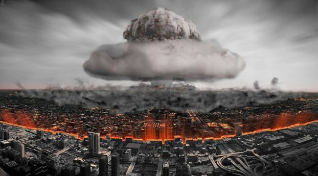 Nuclear Explosion HD War Wallpaper 1280x212 Resolution
