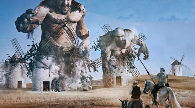 Of Giants and Windmills Don Quixote Wallpaper 1440x900 Resolution