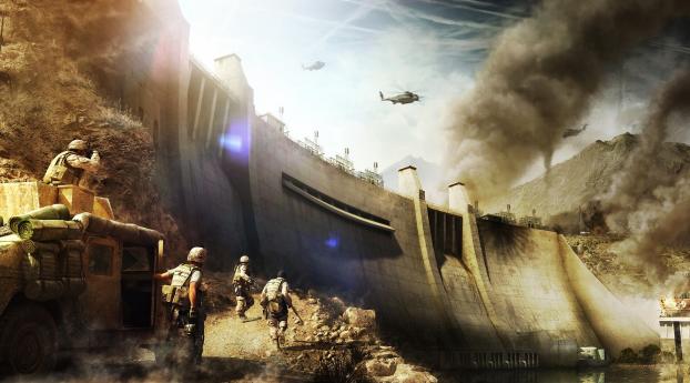 operation flashpoint red river, dam, soldiers Wallpaper 1242x2688 Resolution