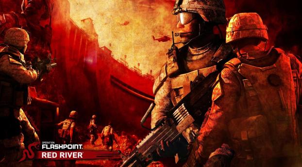 operation flashpoint red river, soldiers, dam Wallpaper 1420x1020 Resolution
