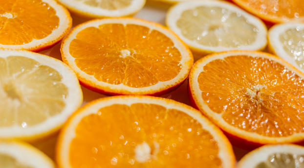 oranges, slicing, lemons Wallpaper