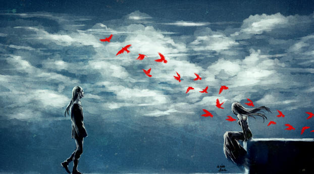 original clouds, anime, girl Wallpaper 1440x900 Resolution