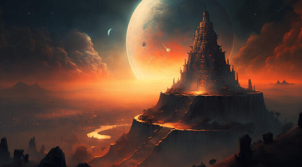 Other World HD Other Planet AI Art Wallpaper 1980x900 Resolution