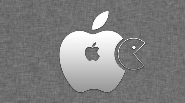 pacman, apple, food Wallpaper 2560x1140 Resolution