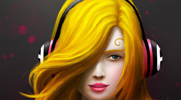 Painting Art Girl Headphones Wallpaper 1080x2160 Resolution