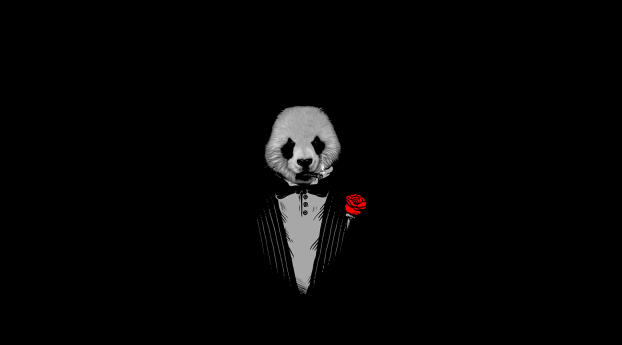 Panda As The Godfather Art Wallpaper 1440x2560 Resolution