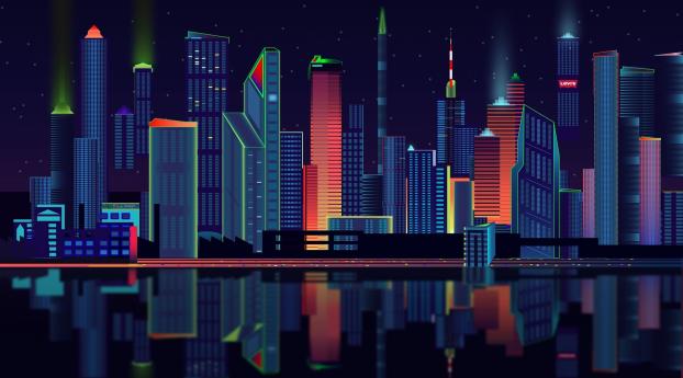 Panorama Vector City Wallpaper 480x854 Resolution