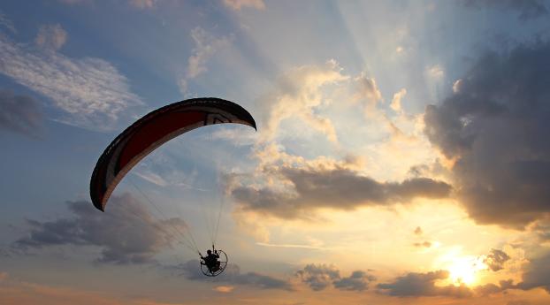 paraglider, flight, sky Wallpaper 2932x2932 Resolution