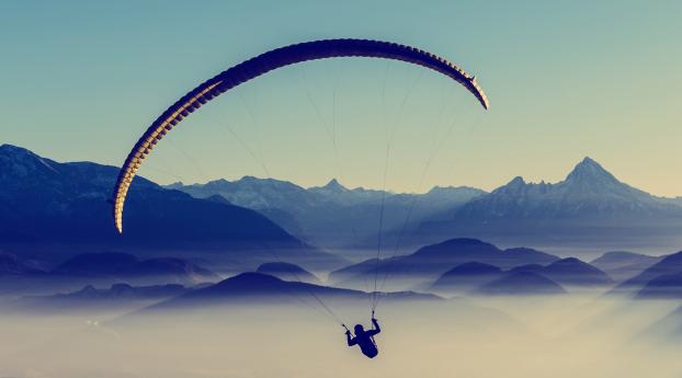 paragliding, sky, flight Wallpaper