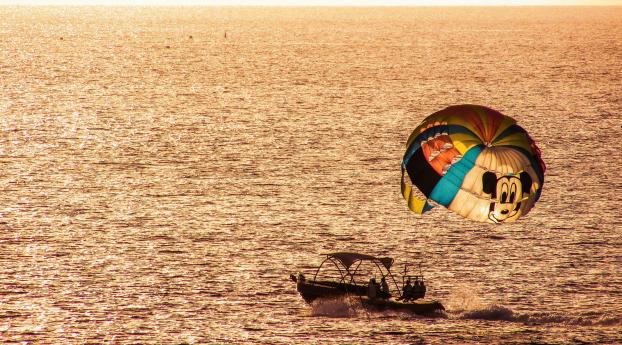 parasailing, paragliding, boat Wallpaper 2560x1080 Resolution