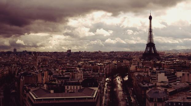 paris, eiffel tower, top view Wallpaper 2560x1080 Resolution