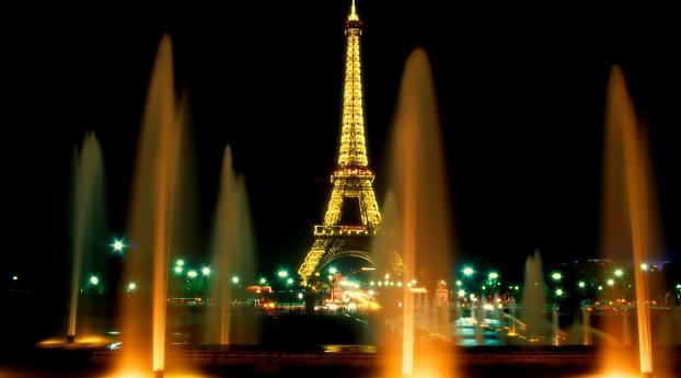 paris, fountain, tower Wallpaper 1400x1050 Resolution