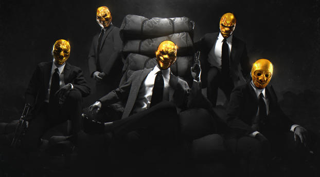 Payday Gold Masks Wallpaper 1440x3120 Resolution